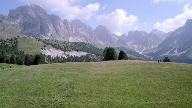 Aerials of Dolomites Mountains Col Raiser Val Gardena S&uuml;dtirol