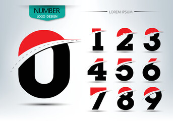 Set of number logo or icon template