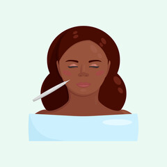 Vector illustration of facial cosmetology procedure for healthy glowing skin for smiling female client. Dermatologist make beauty procedures for woman patient in aesthetic medical clinic. Cosmetology 