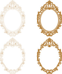 Set of golden vintage border frame engraving with retro ornament pattern in antique baroque style decorative design. Vector	