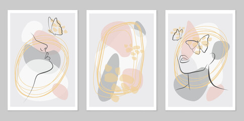 A set of Abstract hand-painted Illustrations for wall decoration.