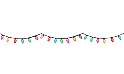 Christmas lights string isolated on white background with clipping path
