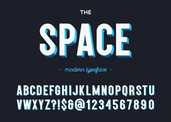 Space modern typeface. Alphabet cool colorful trend style. Font modern typography for t shirt, animation, printing, decoration, video, poster, book. Vector Illustration 10 eps