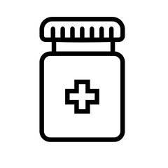 Bottle, capsule bottle, medicine, icon, white and black, hospital