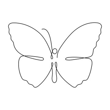 recommend clip art: Butterfly flying continuous line art drawing. One line butter fly insect. Vector isolated on white.