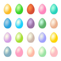 Set of happy easter egg colorful isolated on white background. Vector Illustration