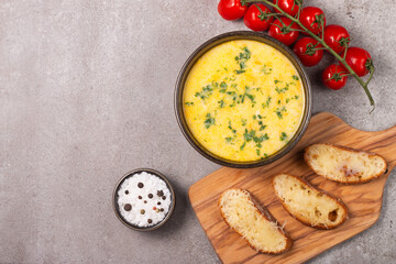 Creamy chicken and cheese soup. Comfort food.