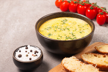 Creamy chicken and cheese soup. Comfort food.