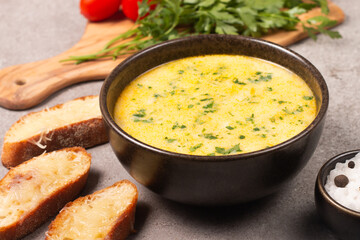 Creamy chicken and cheese soup. Comfort food.