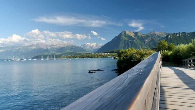 Switzerland- thun lake and alps mountain