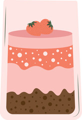 Strawberry vector dessert. sketch of dessert with berries on a white background. Sweets