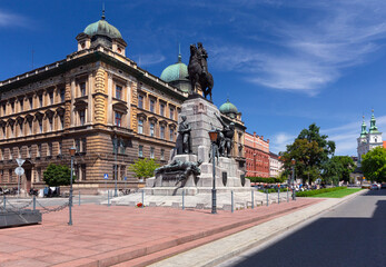 Fototapeta na wymiar Jan Matejka Square on a sunny morning. Krakow.