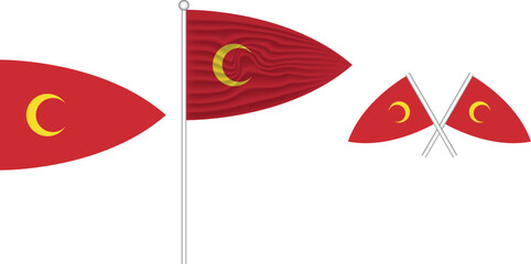 Waving Flag of Ottoman Empire after 1453 flag on the white background vector and illustrator
