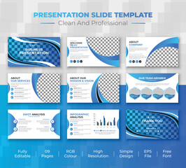 Creative company slide presentation and business data information layout design