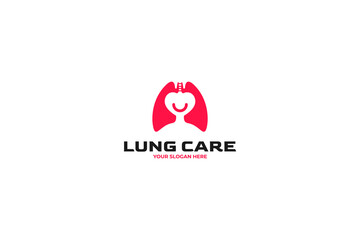Flat illustration healthy human lungs logo design vector template idea