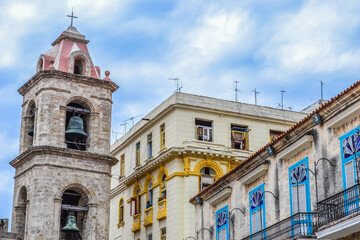 Fototapeta na wymiar Bell tower in downtown Havana Cuba