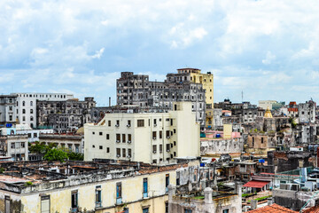 Fototapeta na wymiar Downtown city buildings in Havana Cuba