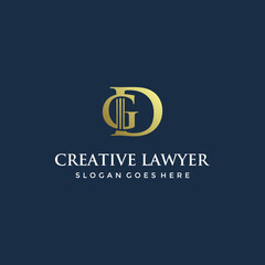 Initials GD law logo - vector illustration. GD legal emblem logo design.
