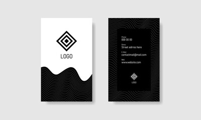 business card template elegant black and white colors serious typography