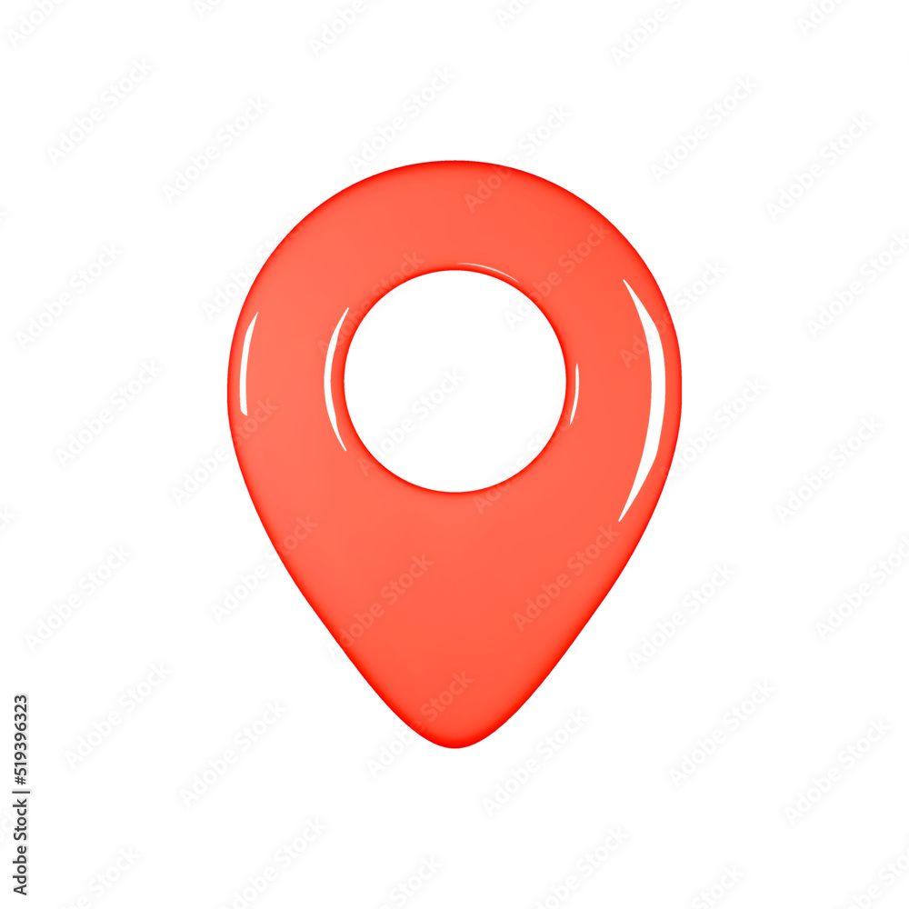 Wall mural 3d render red map pin minimal icon isolated on white background vector illustration. destination and