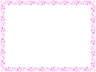 Heart frame for Valentines day. Abstract love background for your Valentines Day greeting card design. Red and rose Hearts horizontal frame isolated on transparent background. Vector illustration