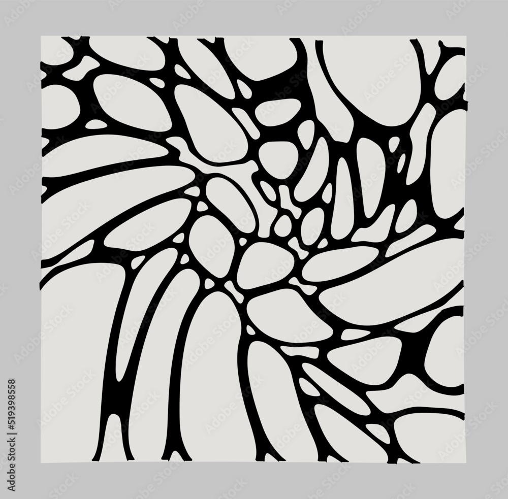Poster Abstract geometric illustration with organic shapes and liquid blobs. 
