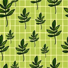 Cute outline leaves seamless pattern. Simple leaf wallpaper. Botanical floral background.