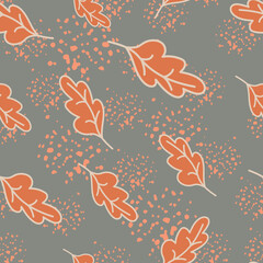 Naklejka premium Simple outline oak seamless pattern. Foliage backdrop. Nature wallpaper.