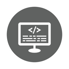 Coding, html, programming icon. Gray vector graphics.