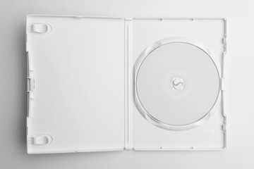 open white blank dvd box with blank cd