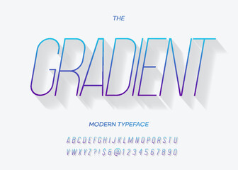 Vector gradient font trendy typography sans serif slantaed style for book, promotion, poster, decoration, t shirt, sale banner, printing on fabric. Cool alphabet. Modern typeface. 10 eps