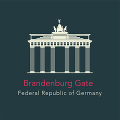 Vector illustration Brandenburg Gate on green background