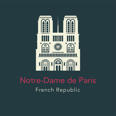 Fototapeta premium Vector illustration Notre-Dame on green background