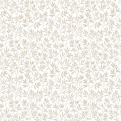 Seamless pattern with leaves. Branches and leaves. White background. Cute pattern with gray leaves. Floral endless pattern plants. Elegant the template for fashion prints. Vector texture