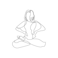 Drawing woman silhouette isolated on white background. Concept of sport and healthy lifestyle. One line art. Can be used like template, poster, beauty card, placard etc. Vector illustration