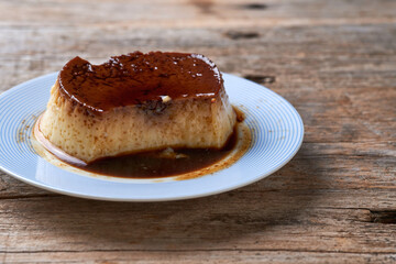 Homemade egg flan with caramel