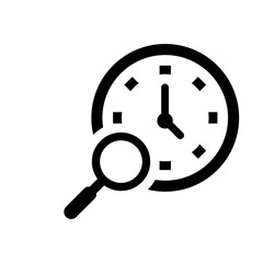 Search, time, duration icon. Black vector graphics.
