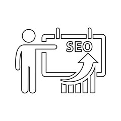 Seo, trainer outline icon. Line art vector.