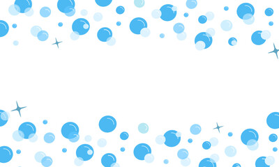 Blue bubble and shine border on white background, suds pattern