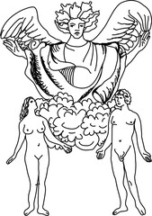 tarot major arcana lovers vector lineart