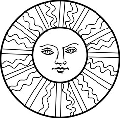 tarot major arcana sun vector lineart