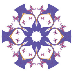 Floral circular ornament with butterfly