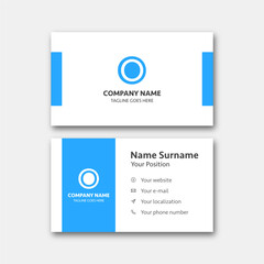 Letter "O" alphabet logo with business card template. Vector graphic design elements for company logo. Color blue.
