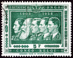 Postage stamp Belgian Congo 1958 Kings of Belgium