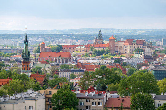 Aerial cityscape, Krakow, Poland