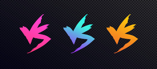 VS vector icon set. Versus sign set modern gradient style isolated on transparent background for battle, sport, competition, contest, match game, announcement of two fighters.. 10 eps