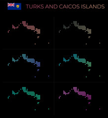Turks and Caicos Islands dotted map set. Map of Turks and Caicos Islands in dotted style. Borders of the island filled with beautiful smooth gradient circles. Astonishing vector illustration.