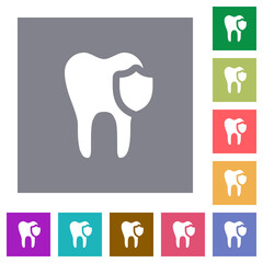 Dental protection square flat icons