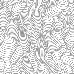 Seamless black and white vector pattern of curved rectangles in the form of arches.Linear texture of vertical waves and horizontal stripes.