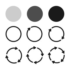 Set of Circle arrow vector icons. Refresh and reload arrow icon. Recycling icon. Vector illustration